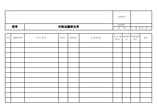 订单追踪表、合格运输商名单、销售日报表、销售出货月报表