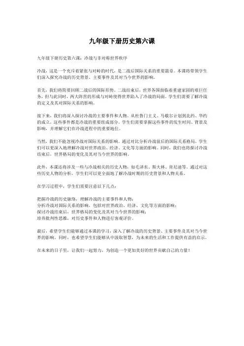 九年级下册历史第六课