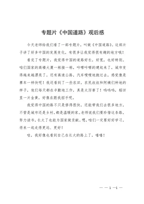 专题片《中国道路》观后感