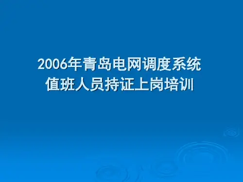 电网调度系统值班人员持证上岗培训资料资料