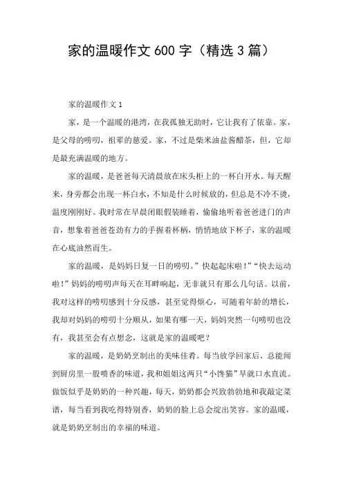 家的温暖作文600字(精选3篇)