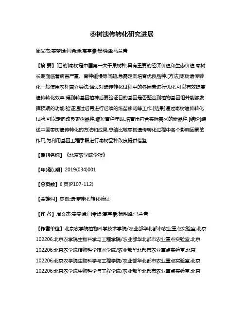 枣树遗传转化研究进展