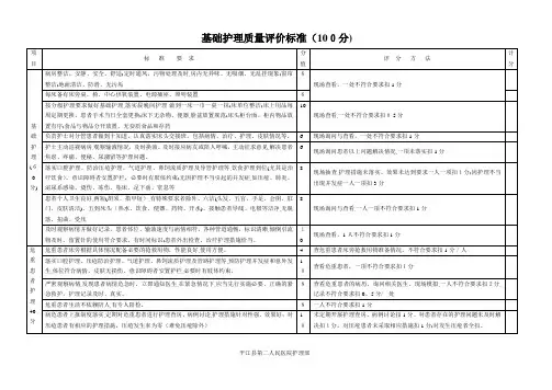 基础护理质量评价标准