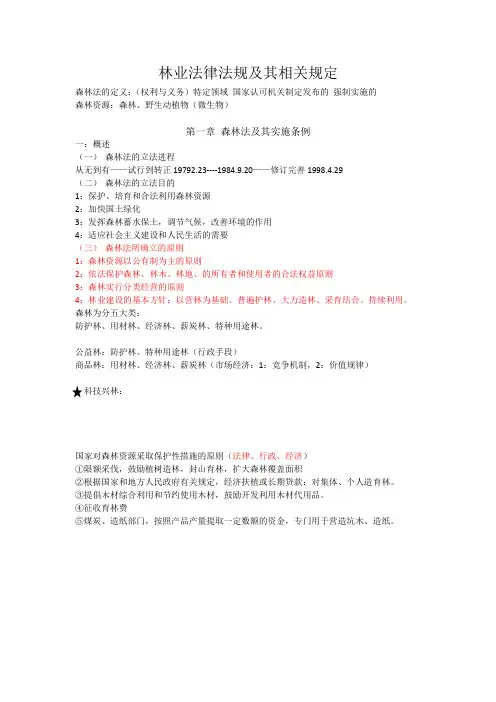 林业法律法规及其相关规定