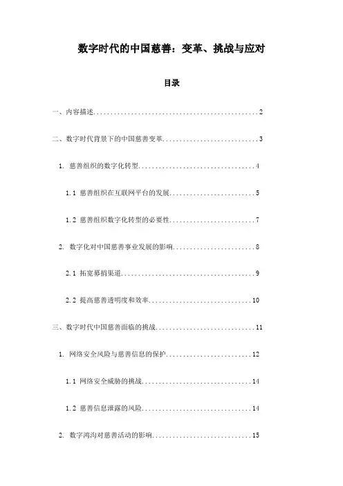 数字时代的中国慈善：变革、挑战与应对