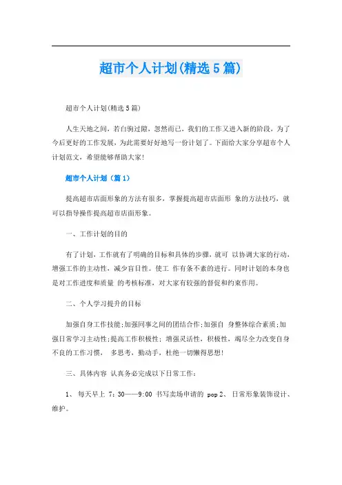 超市个人计划(精选5篇)
