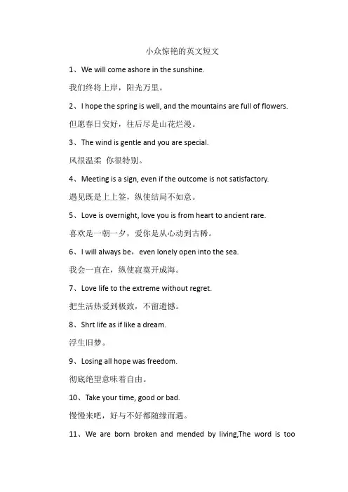 小众惊艳的英文短文