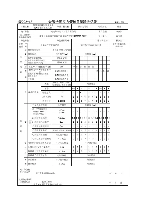 静压桩工程施工检验批