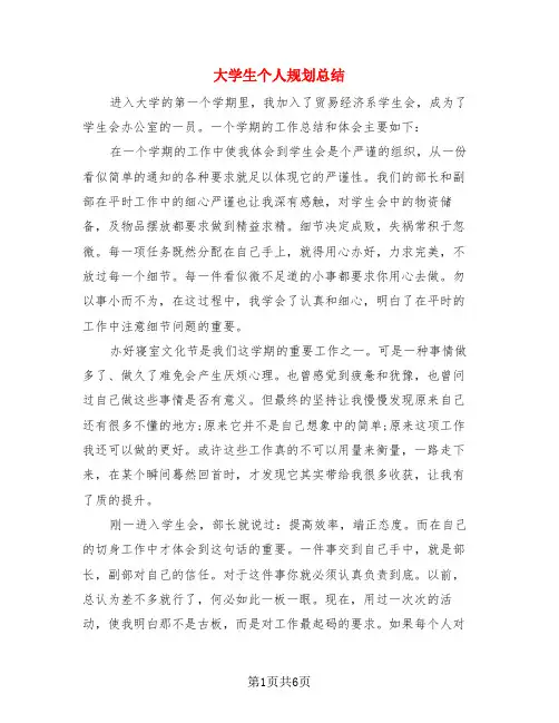 大学生个人规划总结(3篇)