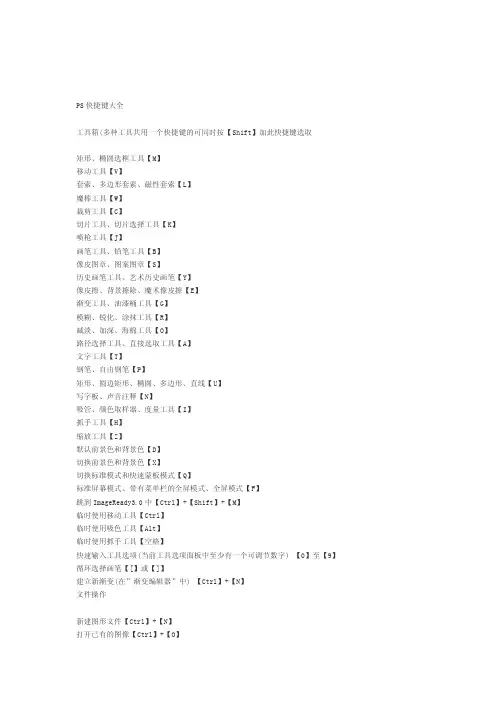 PS常用快捷键大全_经典