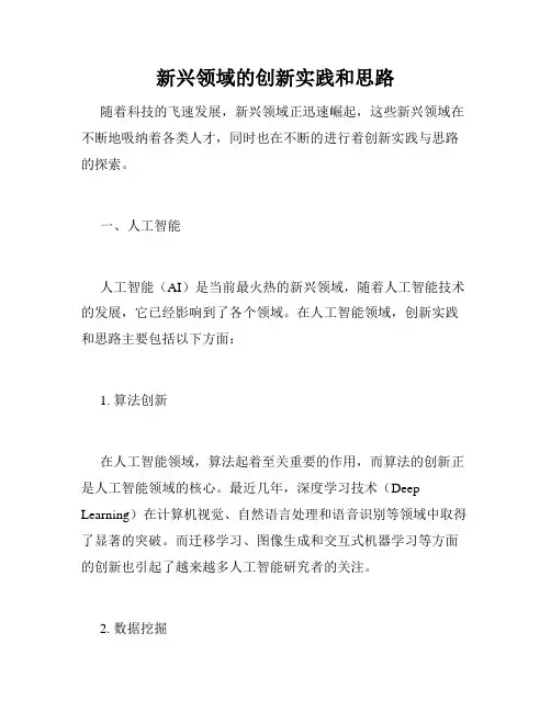新兴领域的创新实践和思路