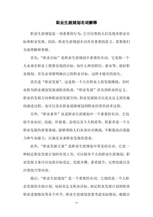 职业生涯规划名词解释