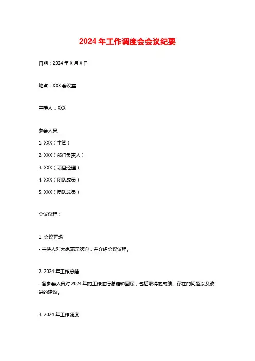 2024年工作调度会会议纪要