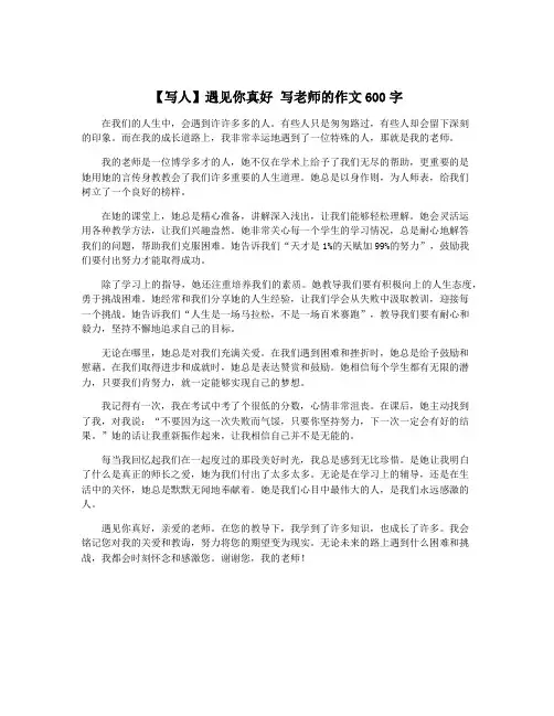 【写人】遇见你真好 写老师的作文600字