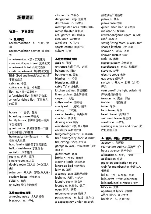 雅思听力词汇场景词汇,补充词汇,高频词汇