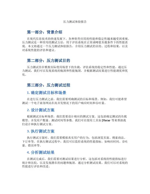 压力测试体验报告