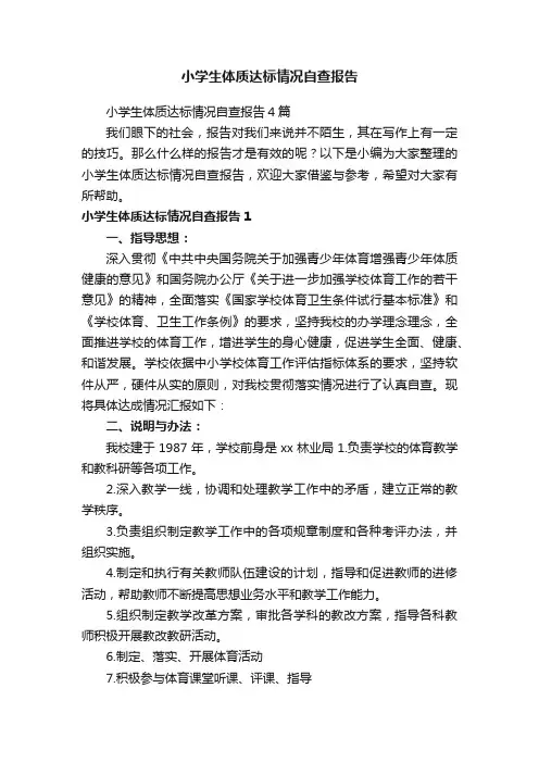 小学生体质达标情况自查报告4篇