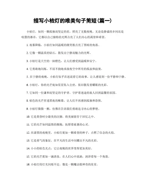 描写小桔灯的唯美句子简短(精选合集2篇)