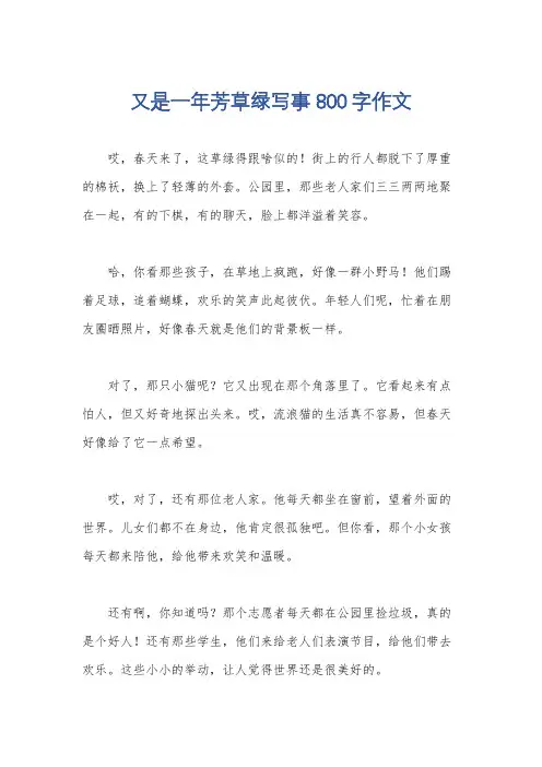 又是一年芳草绿写事800字作文
