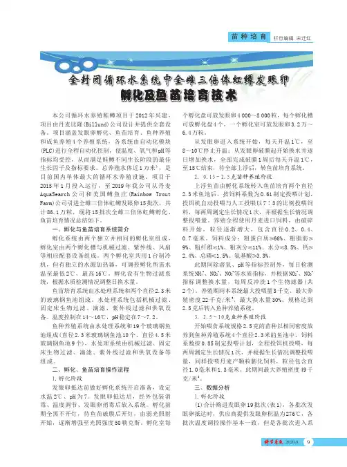 全封闭循环水系统中全雌三倍体虹鳟发眼卵孵化及鱼苗培育技术