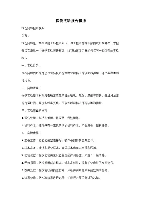 探伤实验报告模版