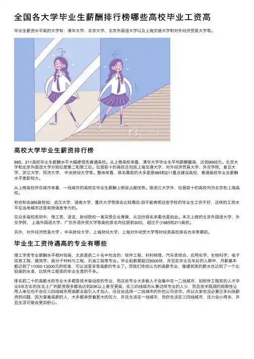全国各大学毕业生薪酬排行榜哪些高校毕业工资高