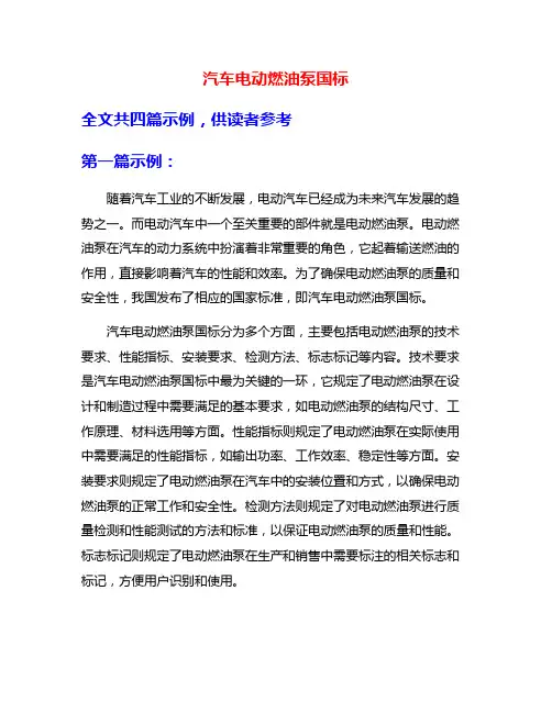 汽车电动燃油泵国标