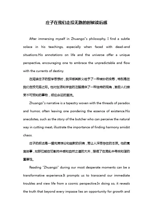 庄子在我们走投无路的时候读后感