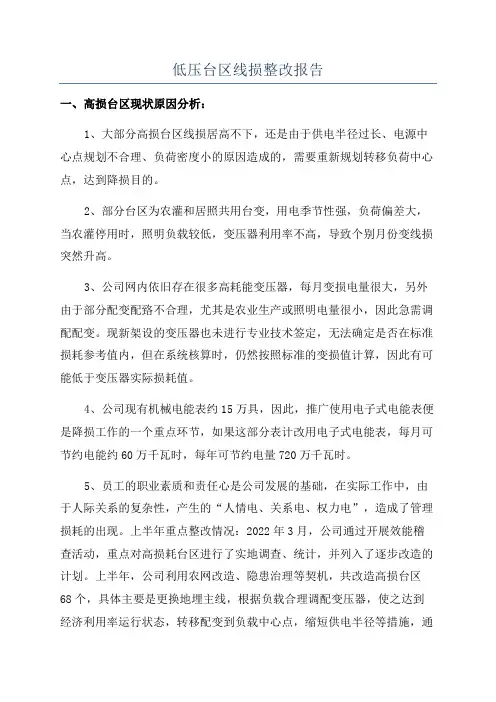 低压台区线损整改报告