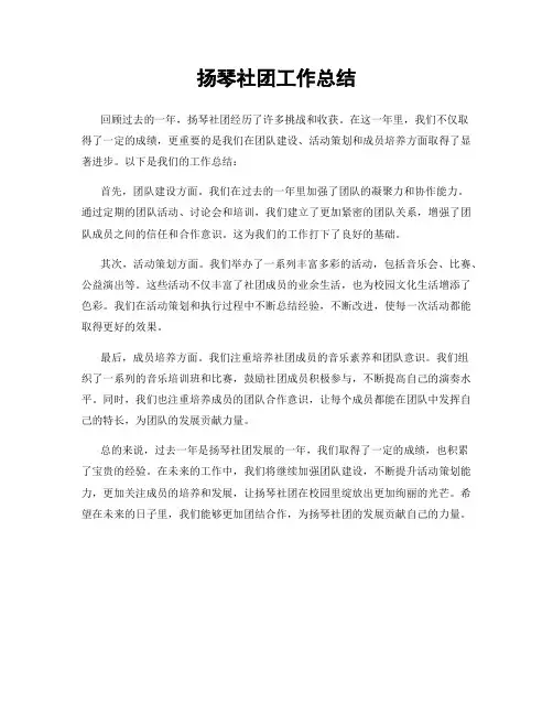 扬琴社团工作总结