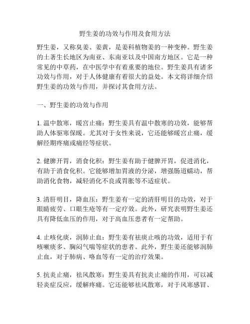 野生姜的功效与作用及食用方法