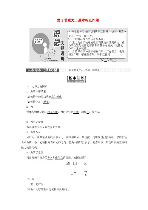 高中物理第三章相互作用第1节重力基本相互作用讲义含解析新人教版必修120190411223