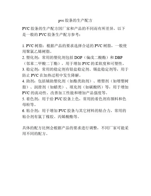 pvc胶条的生产配方