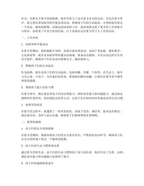 新东方夏令营个人工作总结
