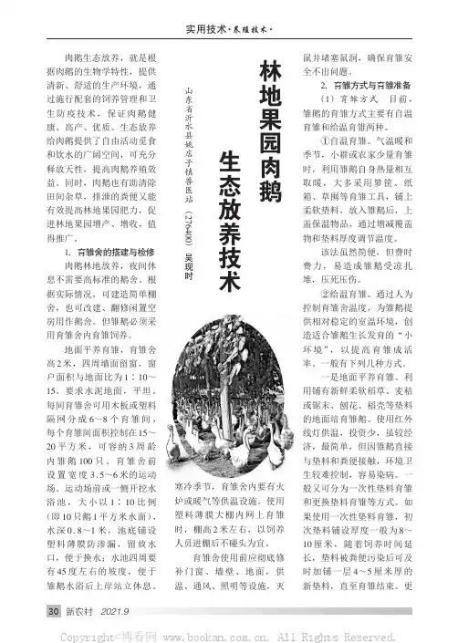 林地果园肉鹅生态放养技术