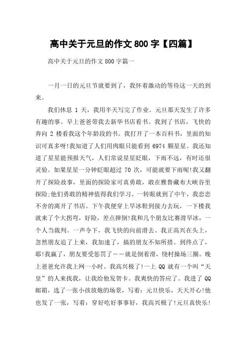 高中关于元旦的作文800字【四篇】