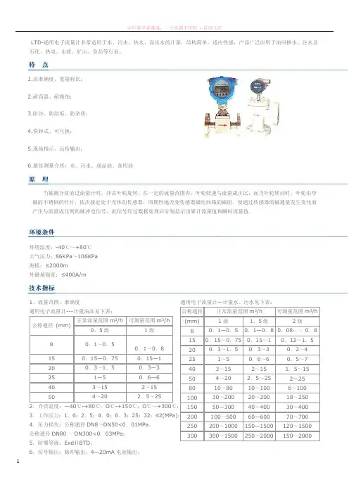 ltd电子流量计(上海一诺)
