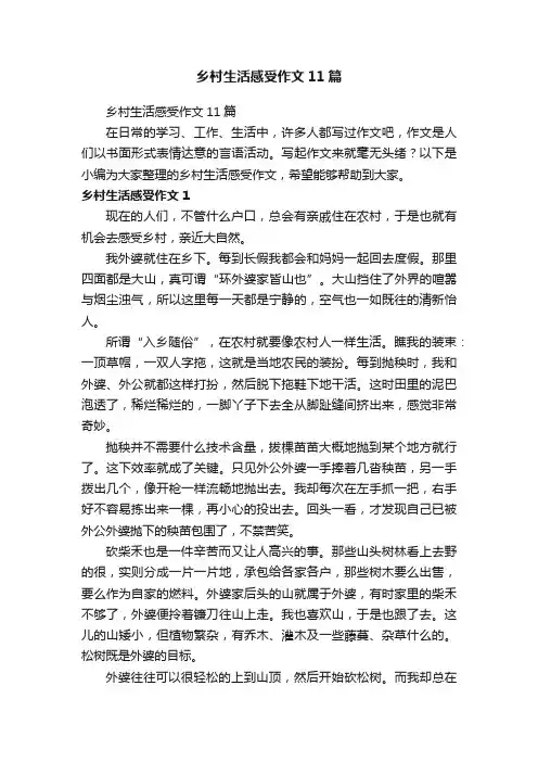 乡村生活感受作文11篇