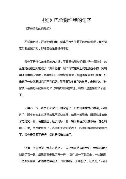 《狗》巴金狗怕我的句子