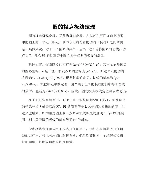 圆的极点极线定理