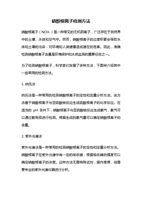 硝酸根离子检测方法