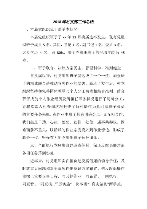 2018年村支部工作总结