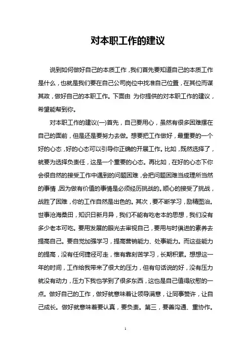 对本职工作的建议