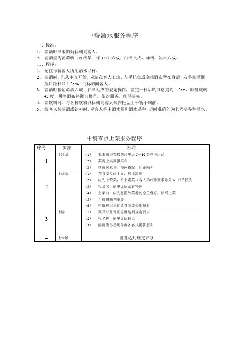 中餐酒水服务程序