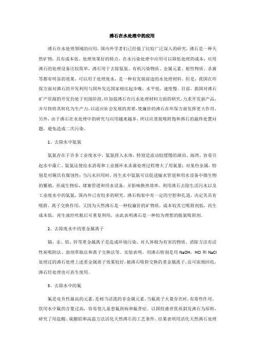 沸石在水处理中的应用