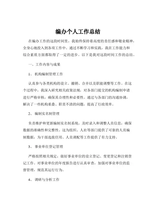 编办个人工作总结