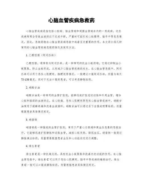 心脑血管疾病急救药