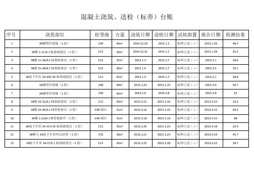 标样、抗渗送检台账