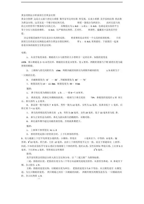 黄金切割法分析面部五官黄金比例