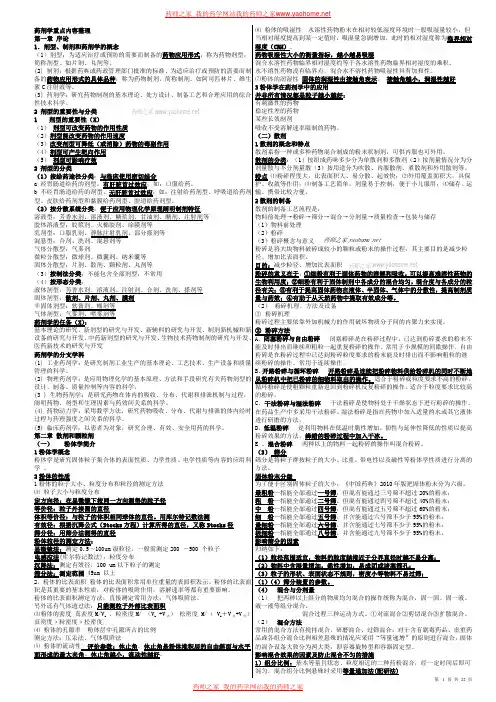 药剂学重点总结双面打印版
